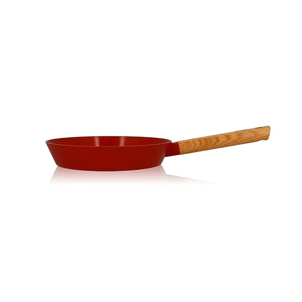 Poêle Ector induction aluminium revêtu manche en bois 24 cm rouge Ogo
