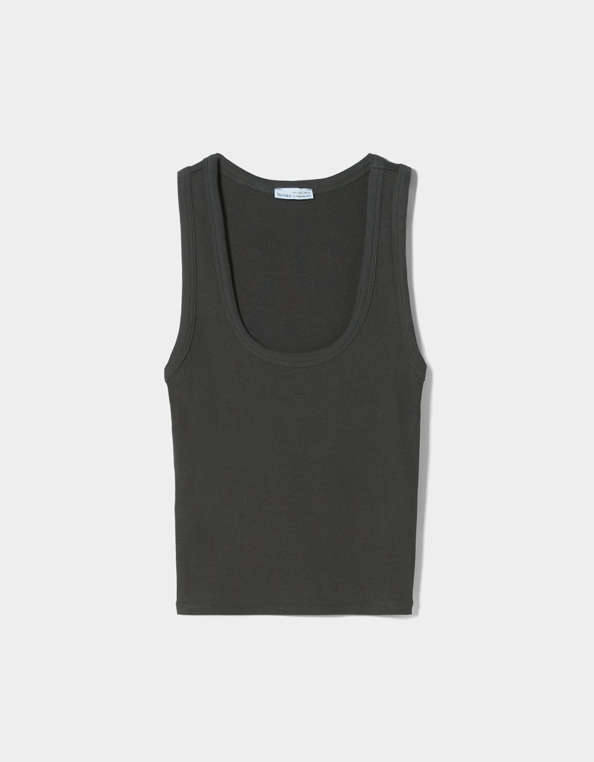 Camiseta canelada sem mangas