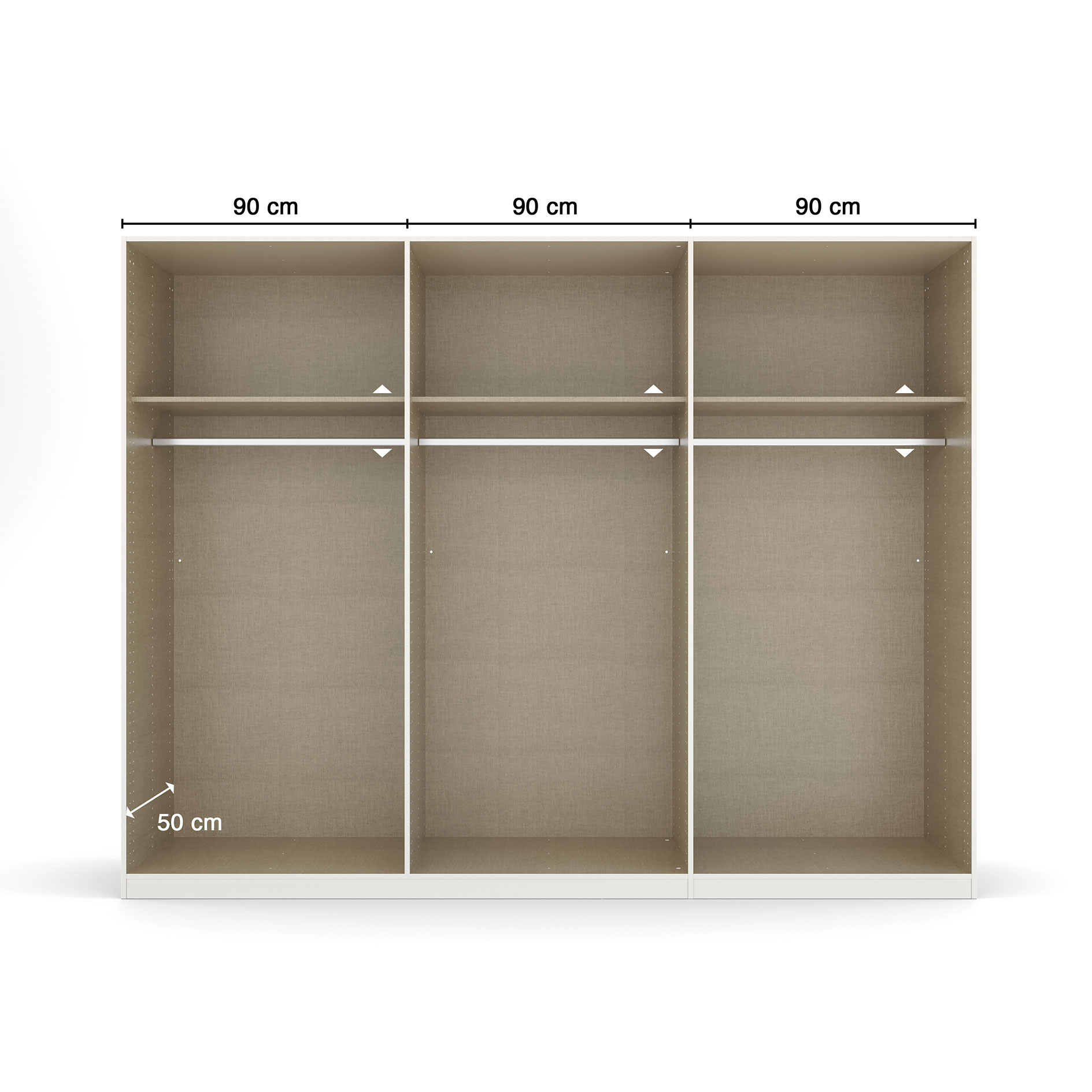 Drehtürenschrank - seidengrau - Ledergriffe - 271 cm