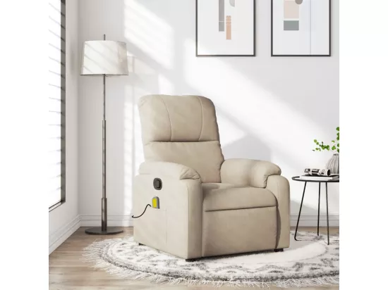 Fauteuil inclinable de massage crème tissu microfibre