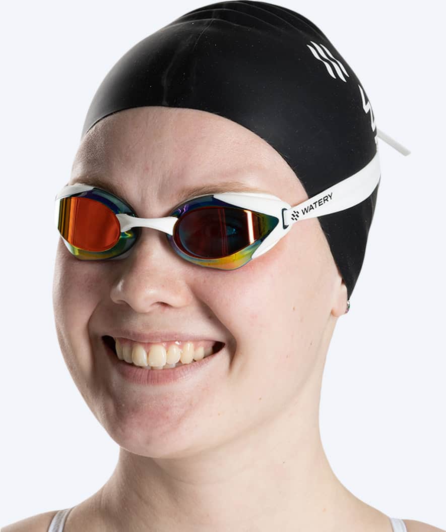Watery Elite svømmebriller - Poseidon Ultra Mirror - Hvid/guld