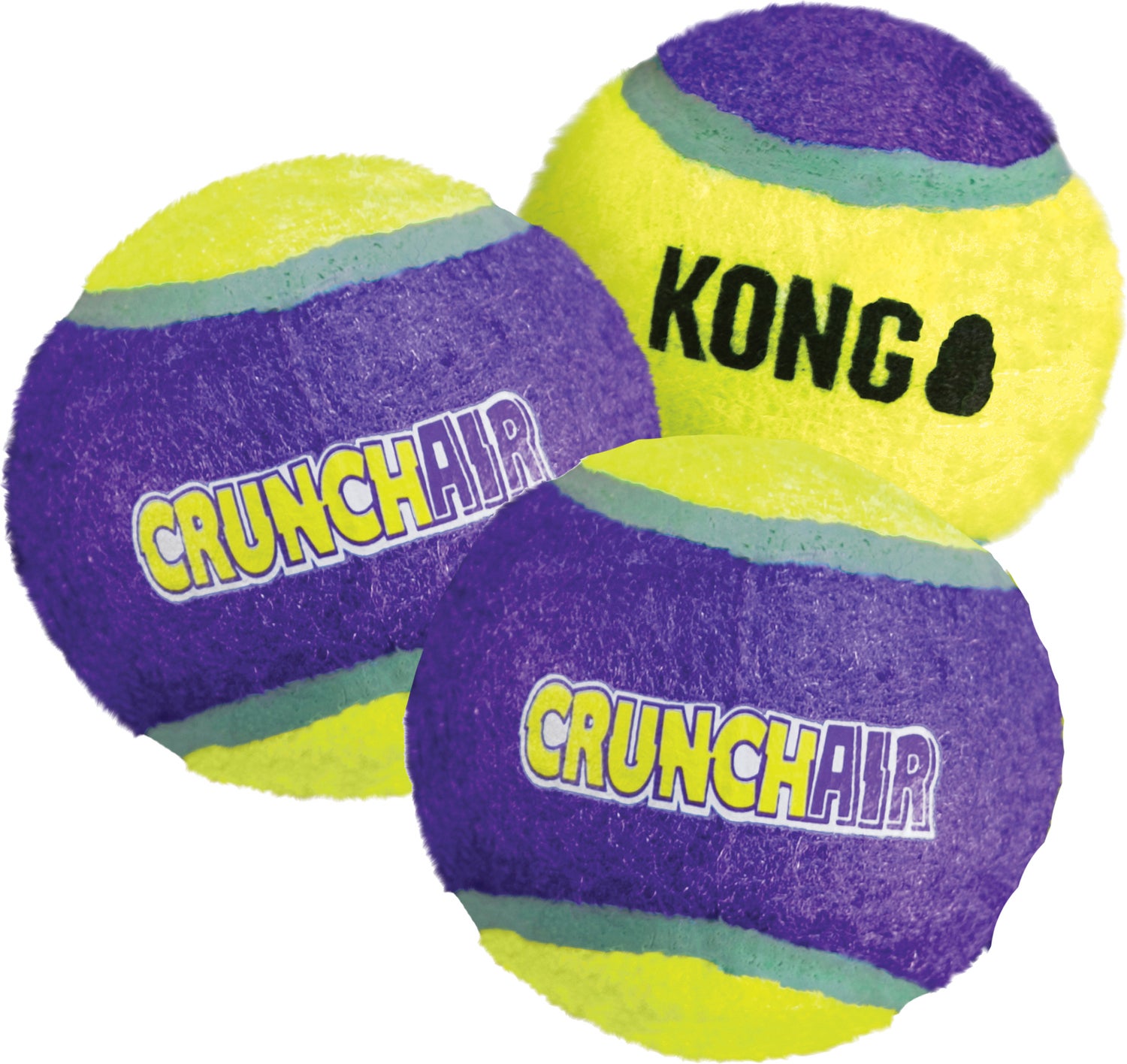 Kong hondenspeelgoed Crunchair tennisbal medium paars/geel D 6,5 cm 3 stuks