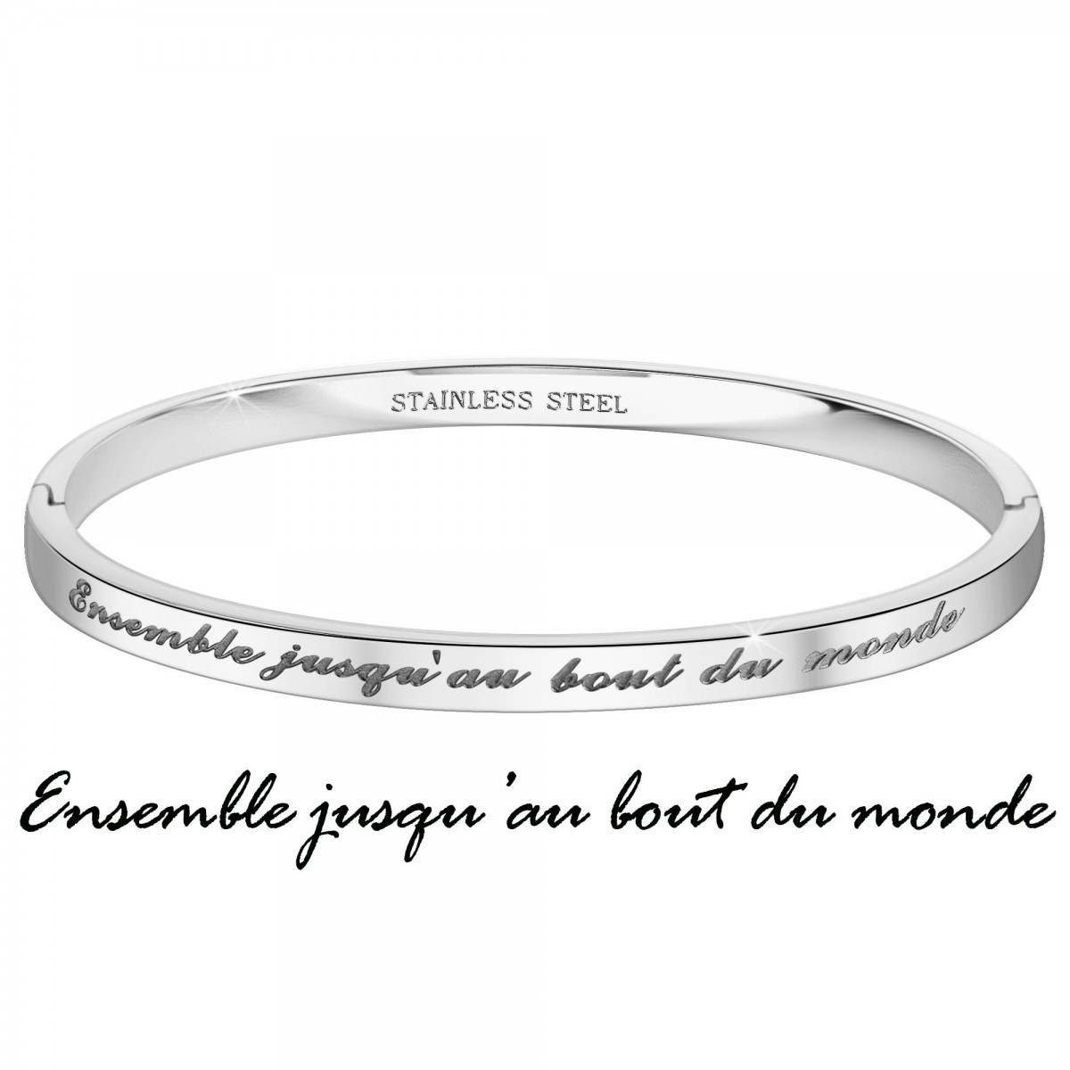 Ensemble jusqu'au bout du monde - Bracelet SC Crystal en Acier Rhodié argenté