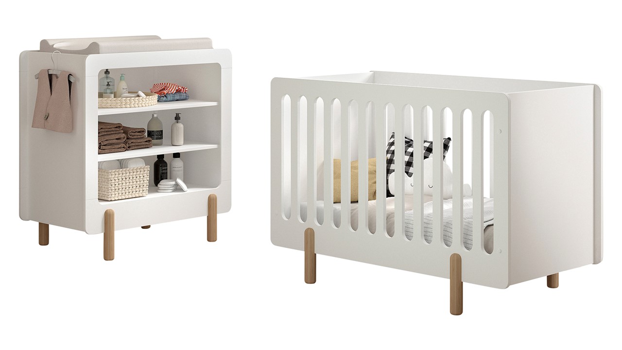Babyledikant Smile met verzorgingstafel wit
