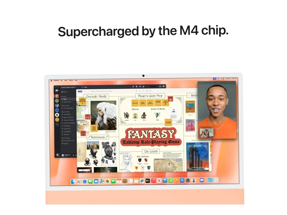 Apple iMac with 4.5K Retina display - Alt-i-én M4 - RAM 16 GB - SSD 256 GB - Apple M4 8-core - IEEE 802.11ax (Wi-Fi 6E), Bluetooth 5.3 - macOS Sequoia 15.0 - skærm: LED 24