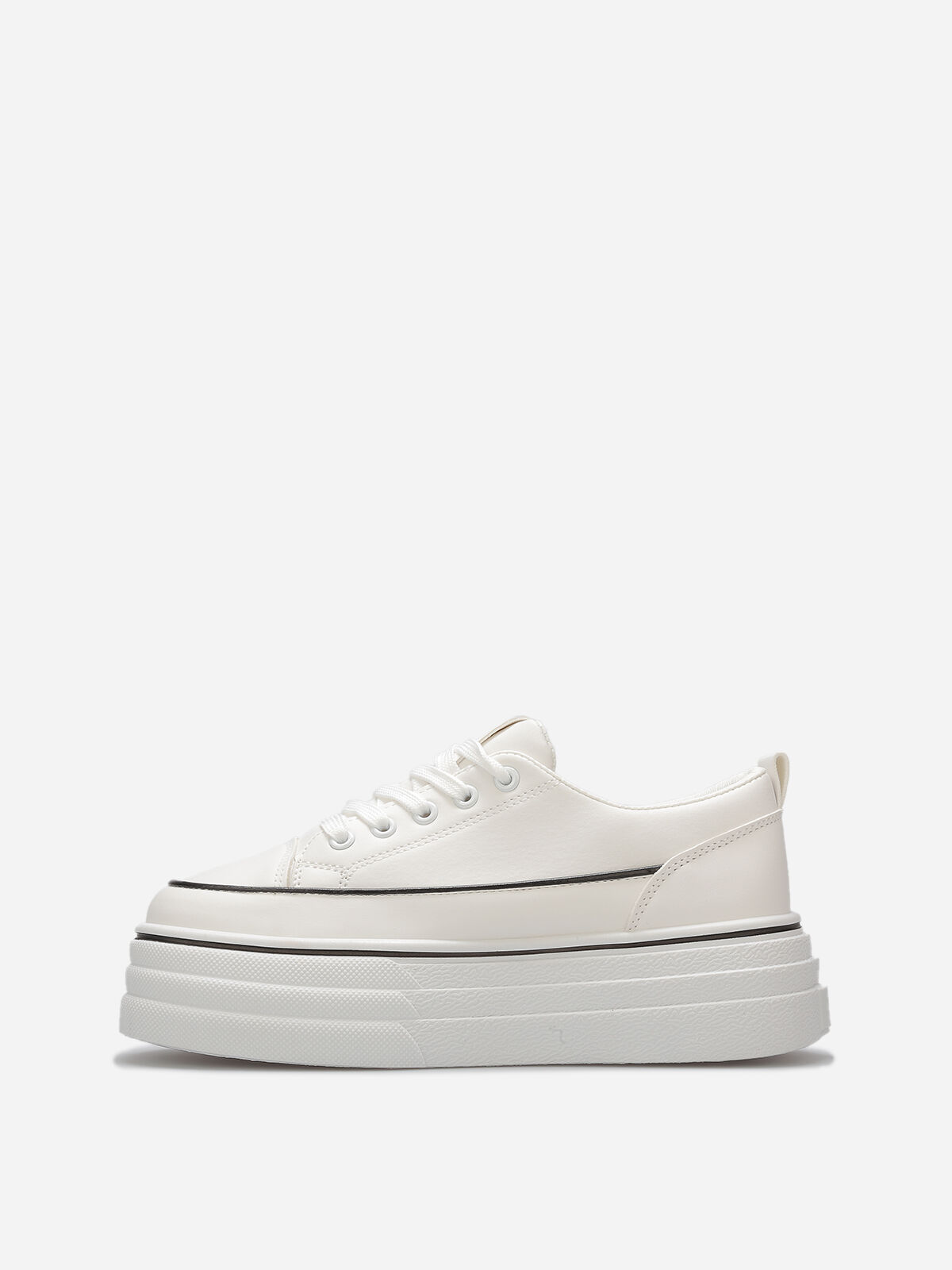 Baskets en simili à plateforme en relief- Blanc