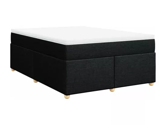 Sommier à lattes de lit avec matelas Noir 140x190 cm Tissu