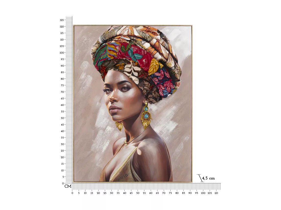 Peinture femme multicolore sur toile avec cadre 92x4,5x122 cm