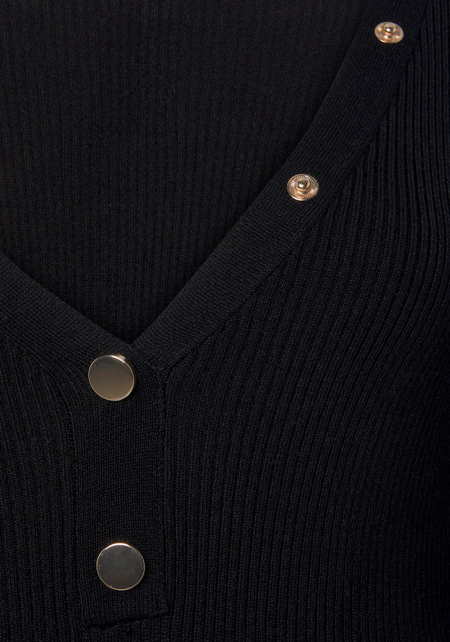 Buffalo Strickkleid mit V-Ausschnitt und Zierknöpfen, figurbetont, casual-chic