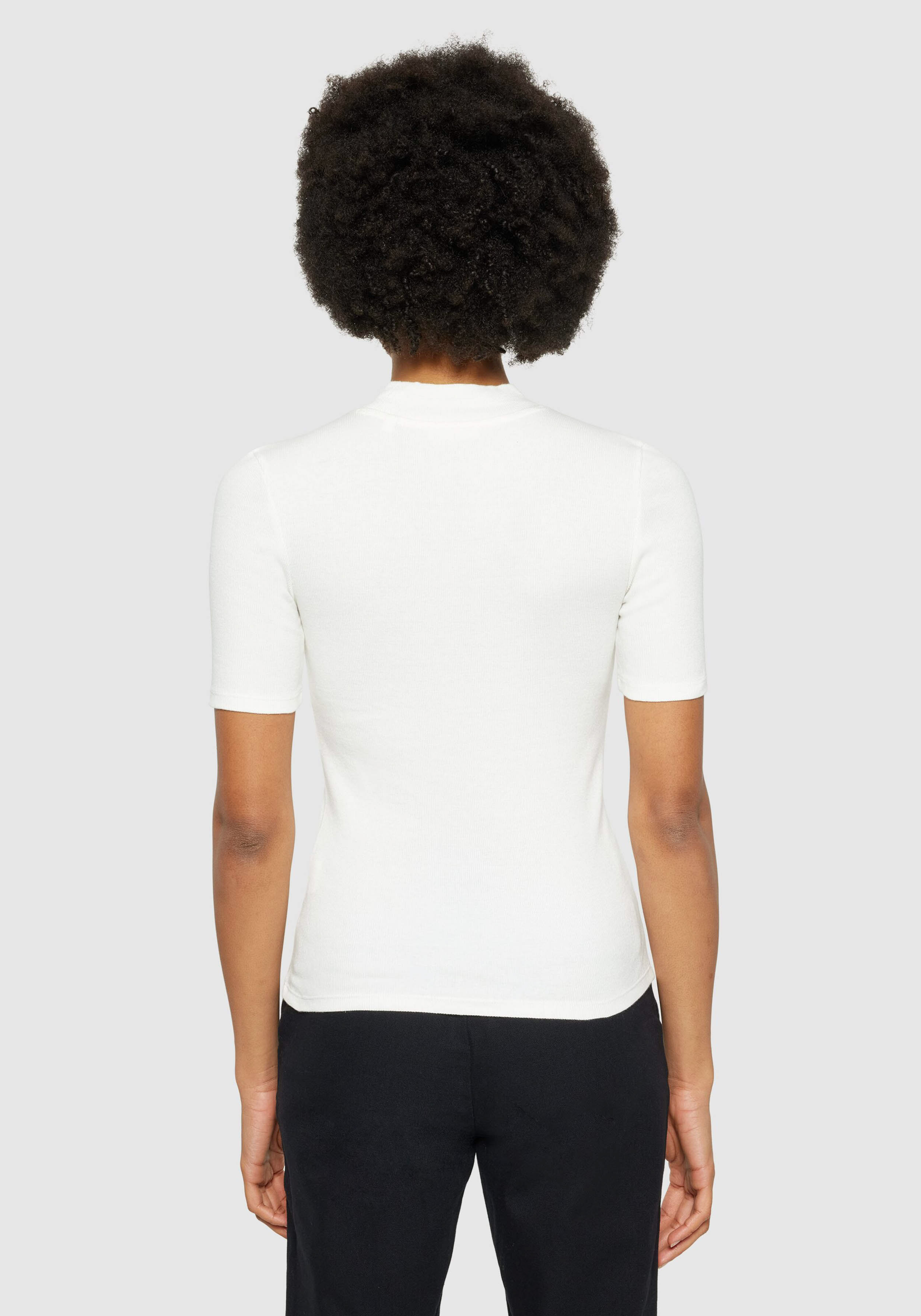 Knowledge Cotton Apparel T-Shirt Rib High Neck Star White