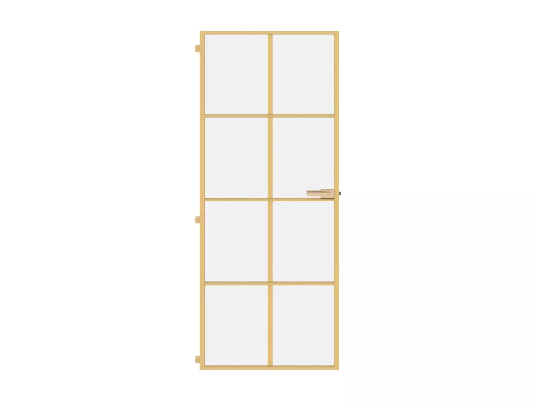Porte intérieure mince doré 83x201,5 cm verre trempé aluminium