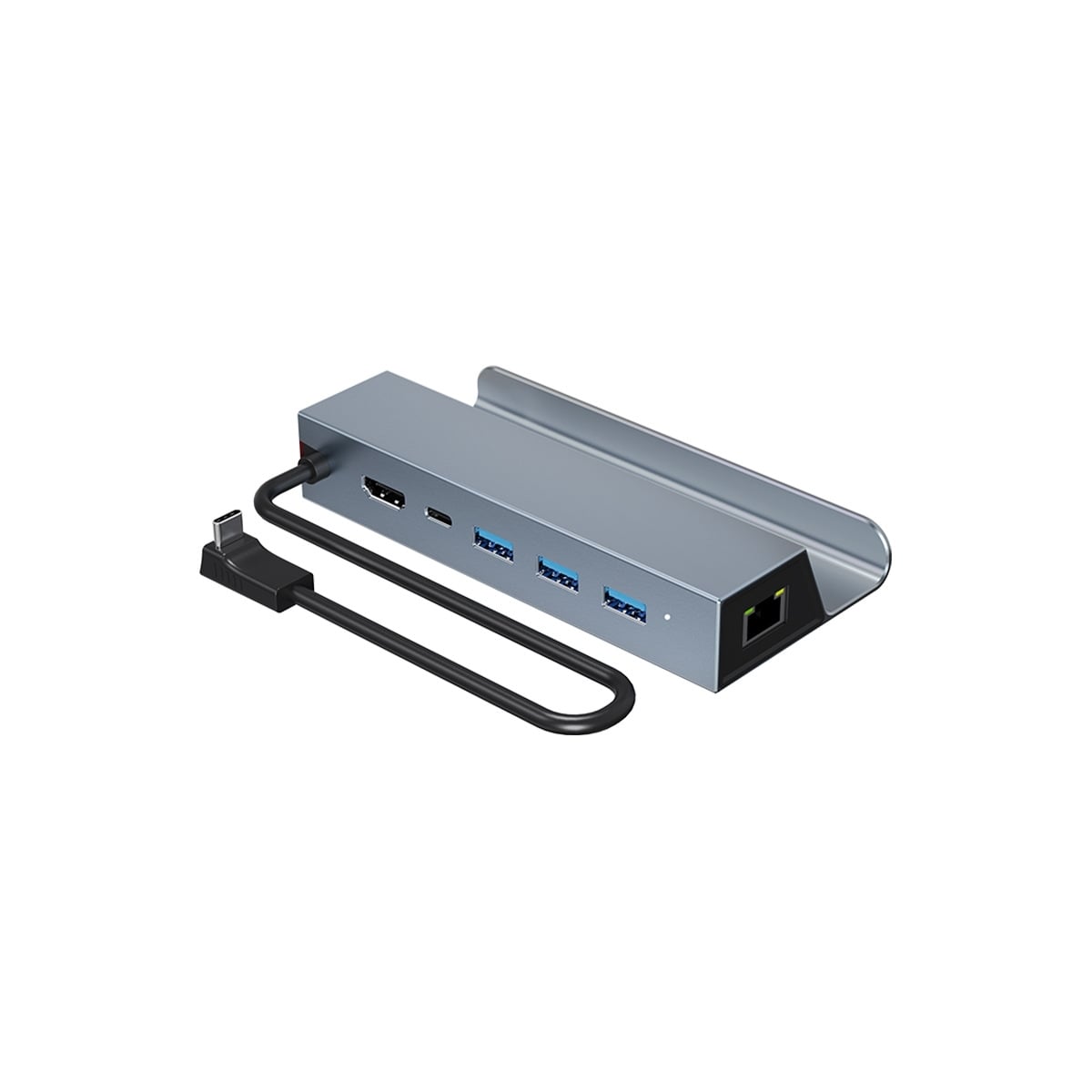 NÖRDIC USB-C 1 til 6 dokkingstasjon for Steam Deck, HDMI 2.0 4k60Hz, RJ45, USB-A 3.0 5 Gbps, 100W USB-C PD