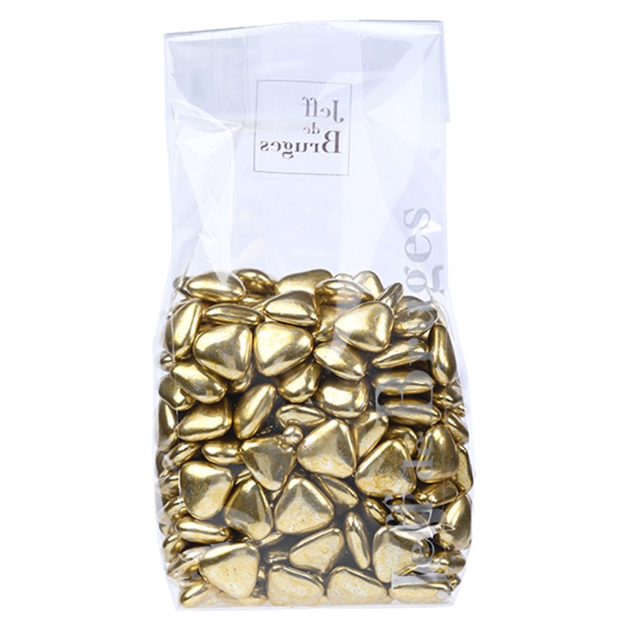 Sachet Petits coeurs or décor chocolat noir