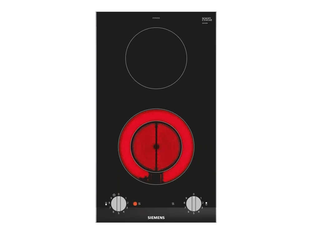 Siemens iQ300 ET375CFA1E - Keramisk kogeplade - 2 plader - Niche - bredde: 27 cm - dybde: 49 cm - med rustfrit stål-sidepynt, - med facetteret frontkant - børstet aluminium/sort