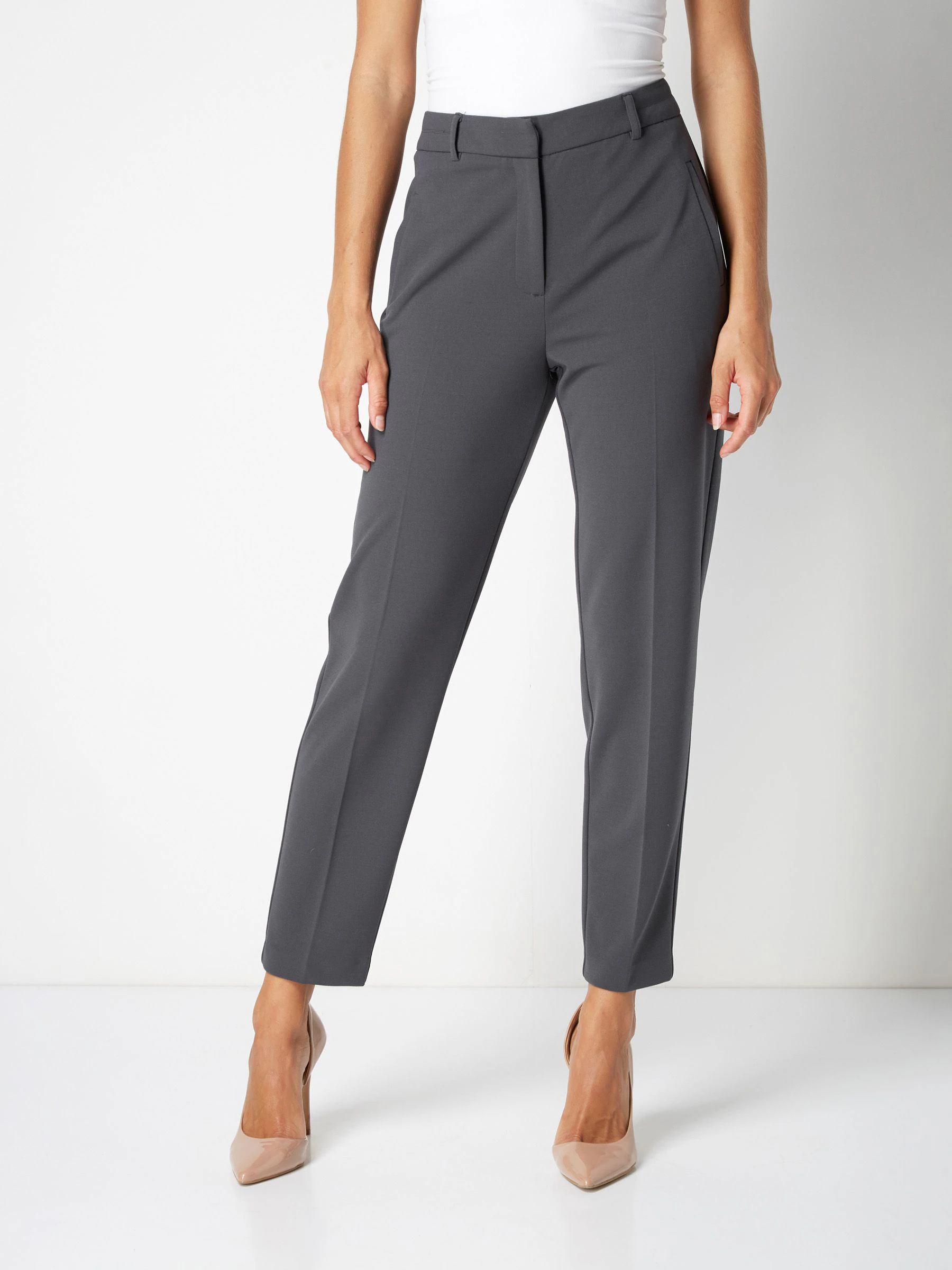 Grijs - Roman Originals - Broek met rechte, toelopende pijpen