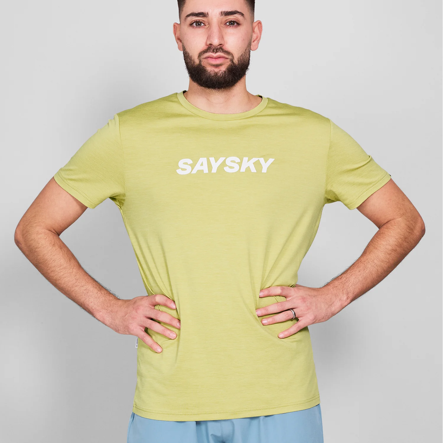 saysky logo pace t shirt herre 634 nmrss20 green melange