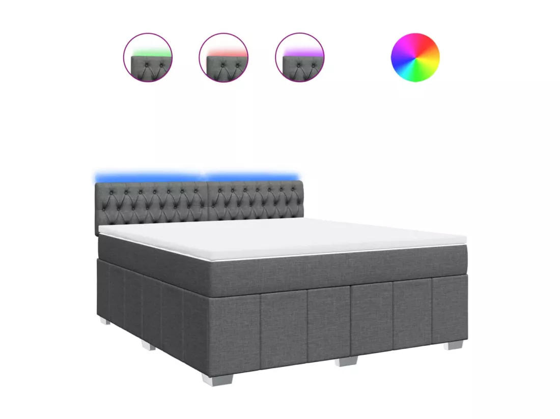 Sommier à lattes de lit avec matelas Gris foncé 180x200cm Tissu