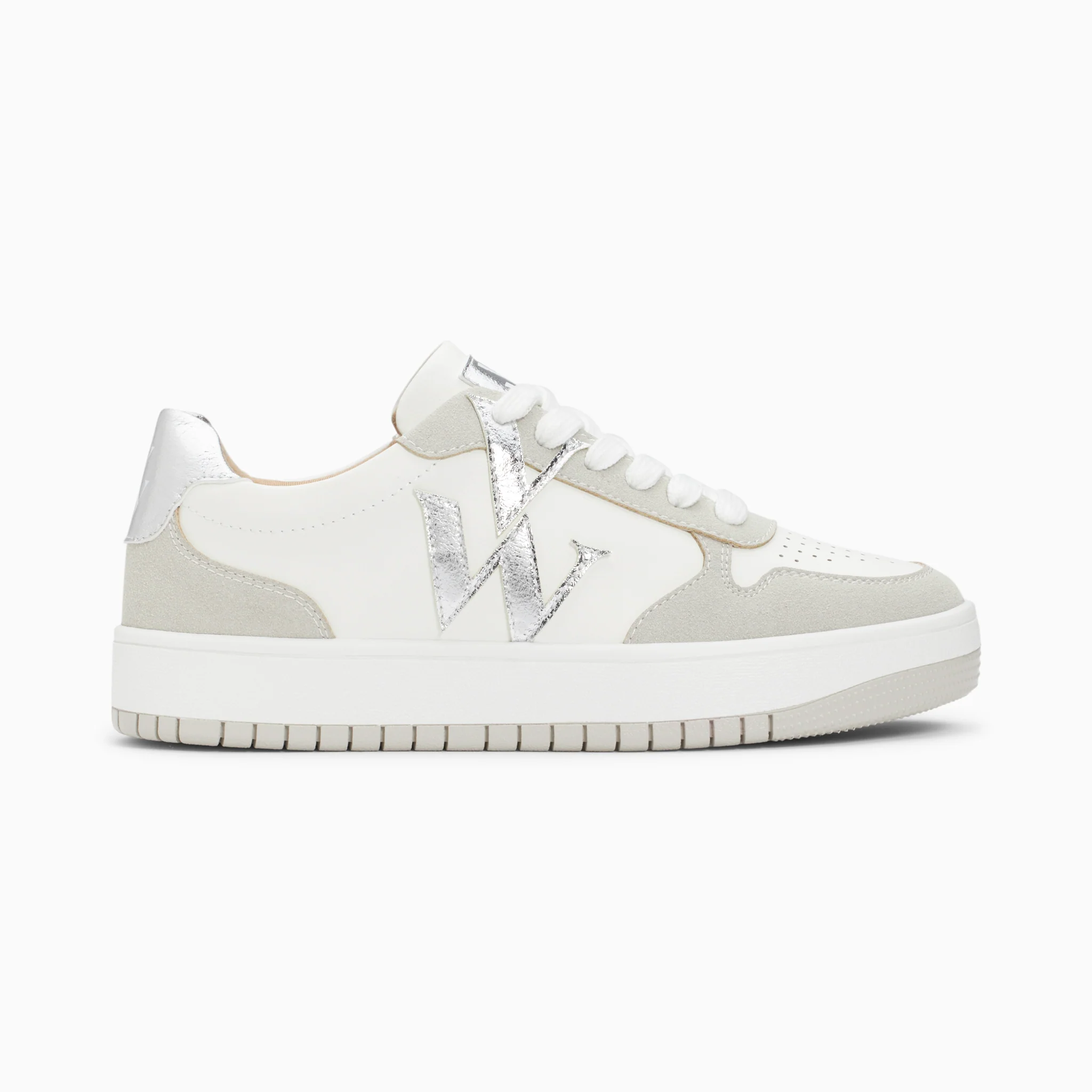 Sneakers-Baskets monogramme Calie blanc et gris