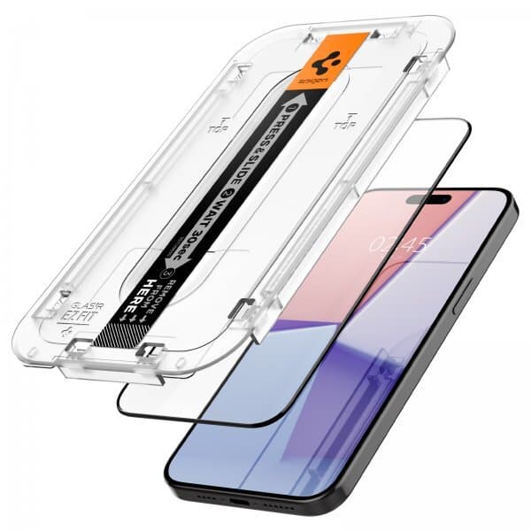 Spigen iPhone 15 Pro Skærmbeskytter GLAS.tR EZ Fit FC Svart 2-pack
