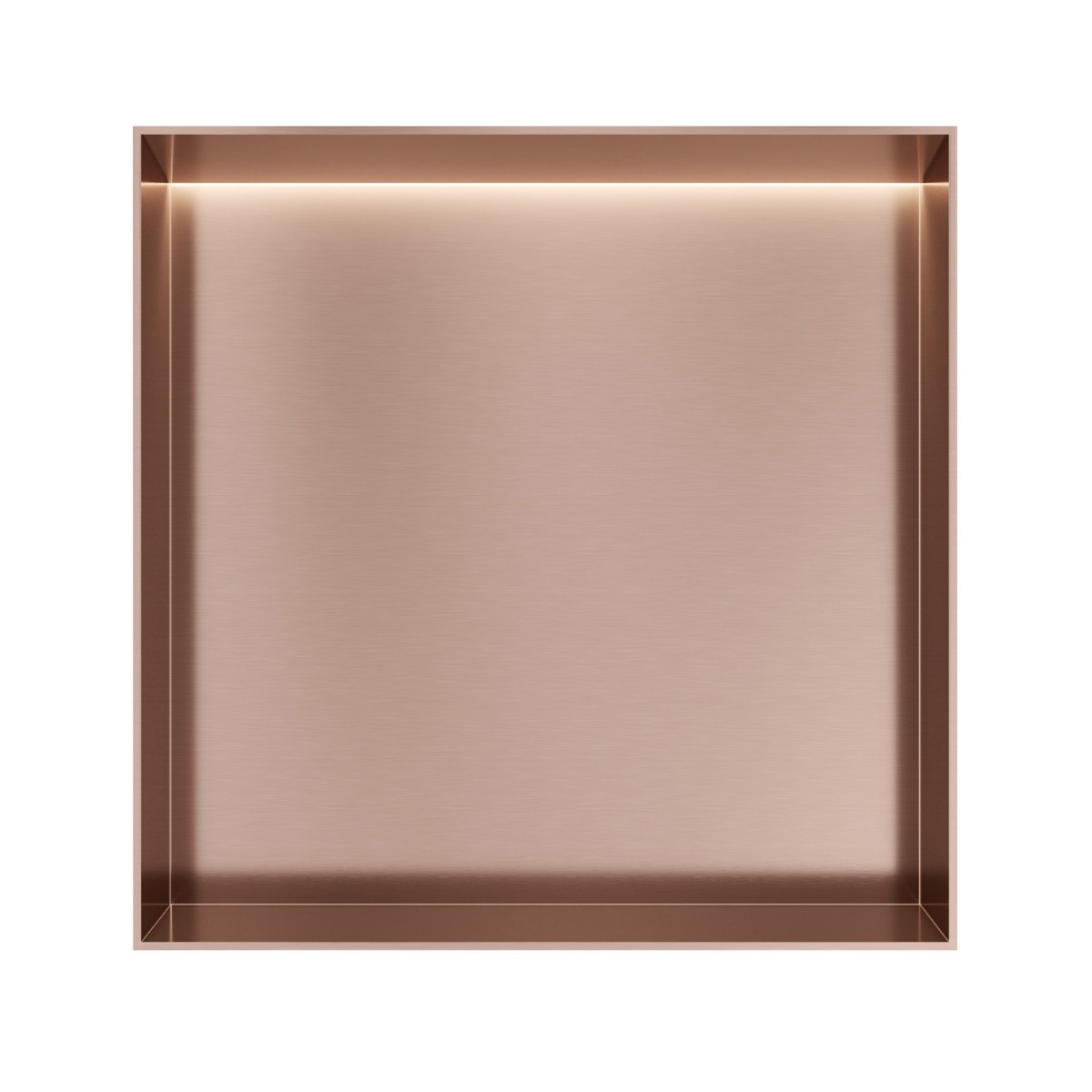 Hotbath &More frameless inbouwnis met verlichting 30x30x10cm geborsteld koper PVD