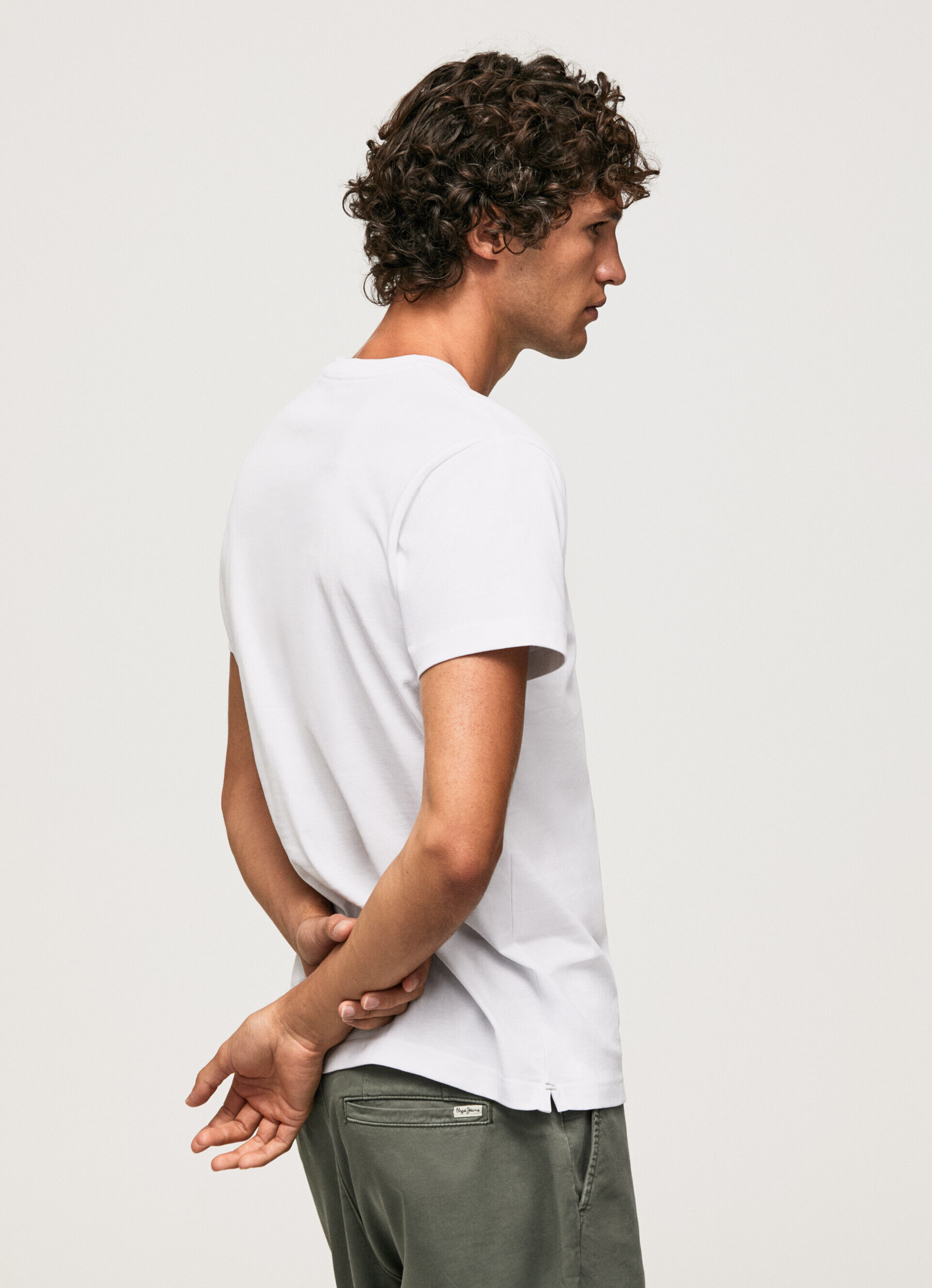 Camiseta de algodão com logo de alta densidade - branca