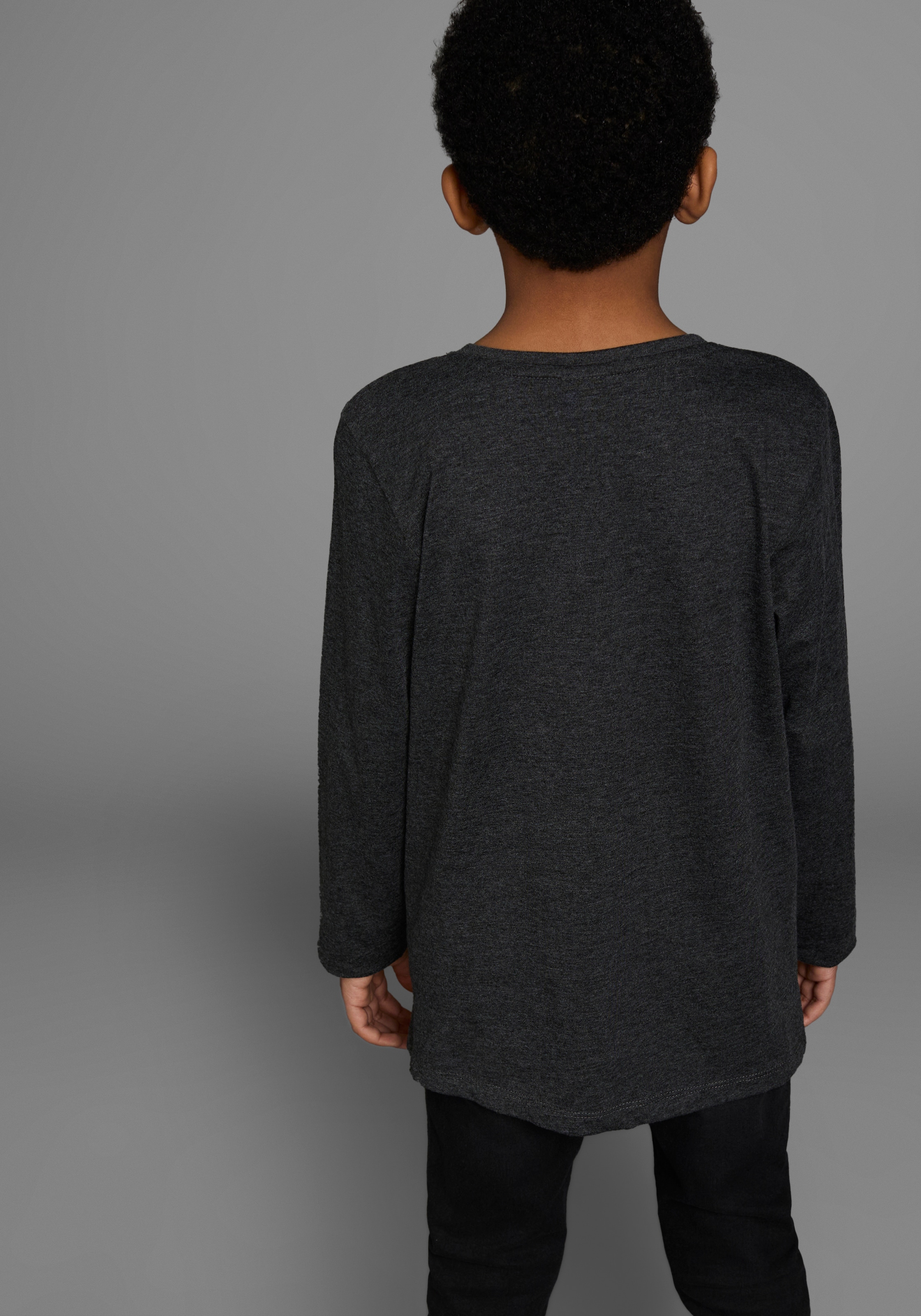 KIDSWORLD Langarmshirt »ZU FRÜH, ZU MÜDE, ZU MONTAG« Langarm,  Basic-Passform,  mit stylischem Druck,  Rundhalsausschnitt