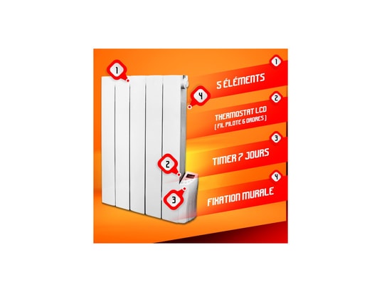 WARM TECH - Radiateur inertie fluide 900 w - - rif900-5