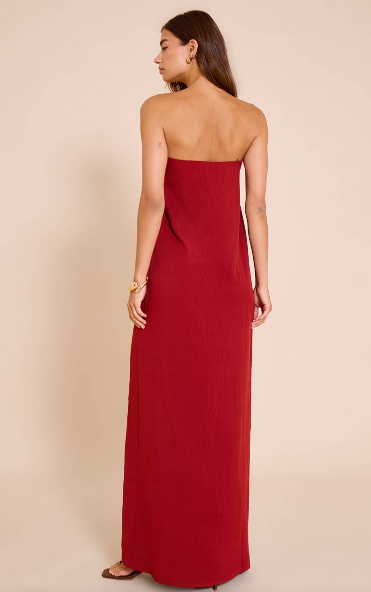 Rouge Profond Robe Maxi Bandeau Fluide En Tissu Tissé