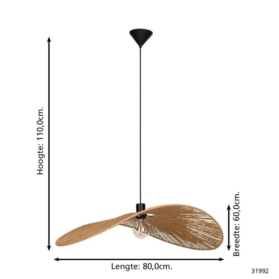 EGLO Siruela Hanglamp - E27 - Ø 80 cm - Papier - Natuur