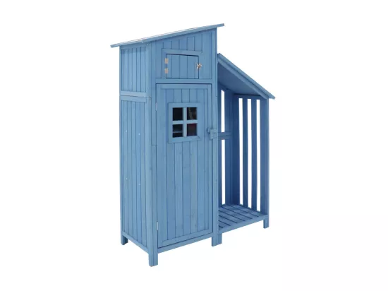 Abri de jardin en bois de sapin - remise à outils avec 2 étagères intégrées - H 173 cm - toit imperméable en PVC - Vert