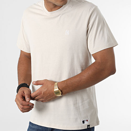 Tee Shirt New York Yankees Base Runner Embroidery Echo Beige