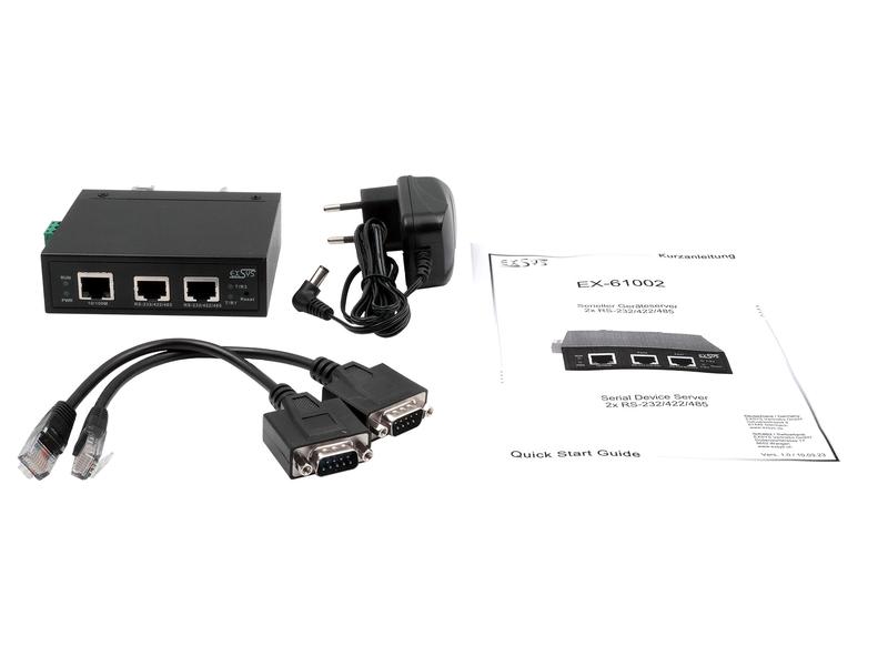 Exsys Serieller Geräteserver EX-61002 Serieller Multiprotokoll-Geräteserver mit 2 Ethernet Ports