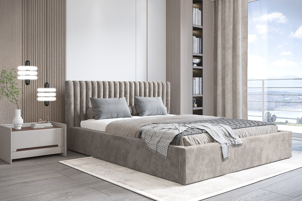 Trae Mobler Vegas 160 x 200 cm Gestoffeerd Bed Grijs