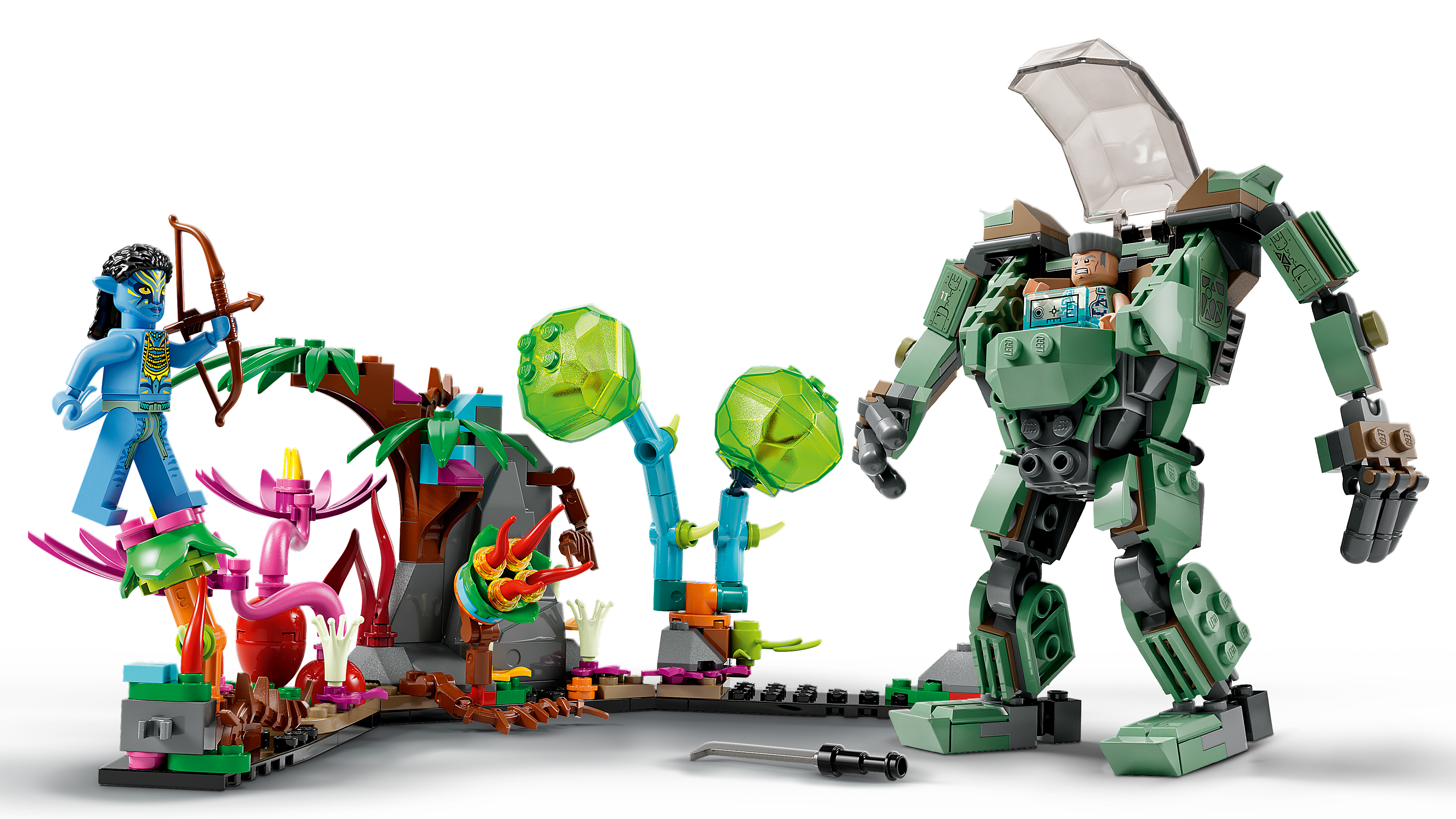 Neytiri e o Thanator contra Quaritch no exoesqueleto AMP 75571