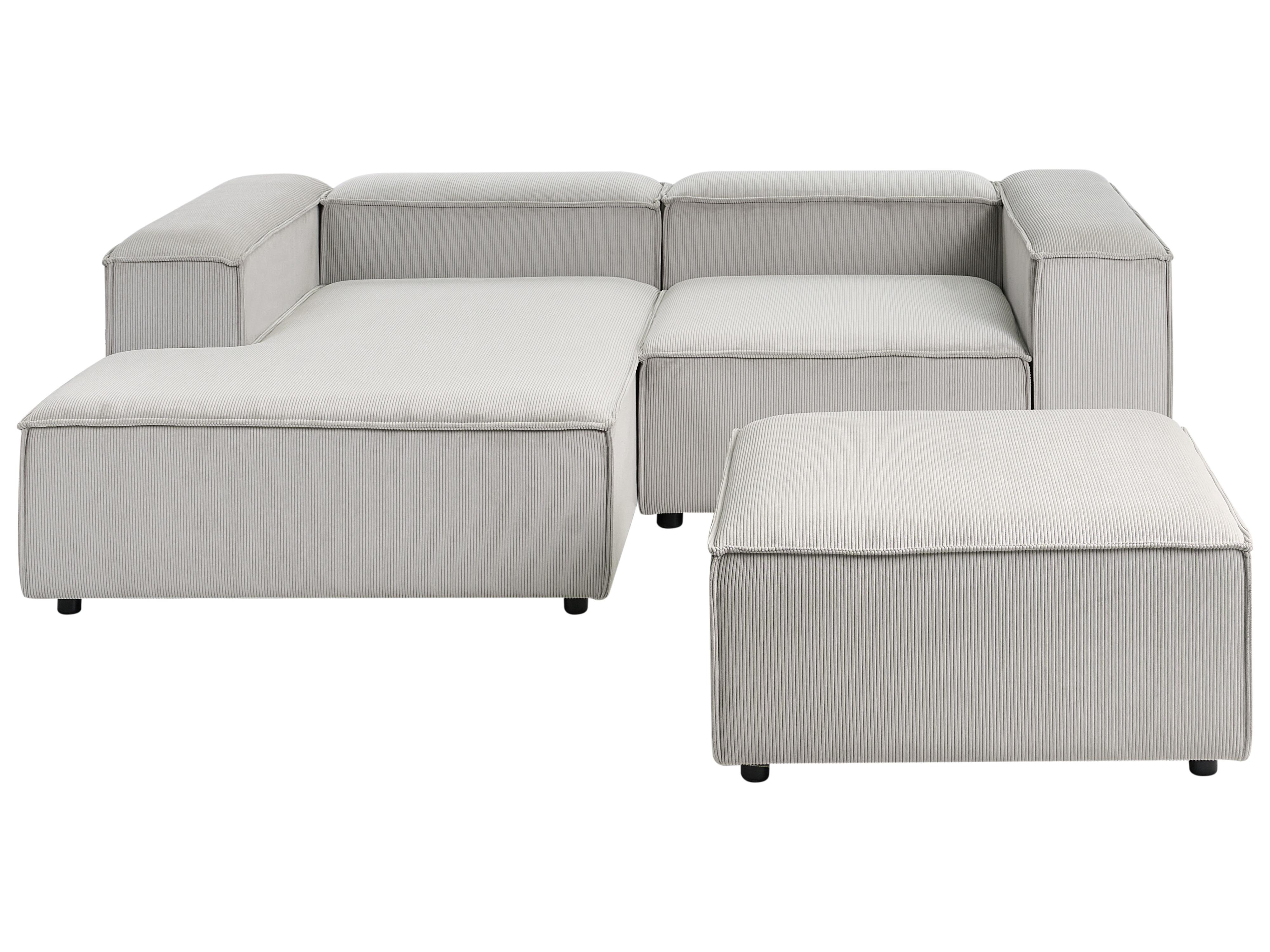 Modulaire hoekbank 3-zits ARDAL Corduroy Taupe met ottomaan rechtszijdig