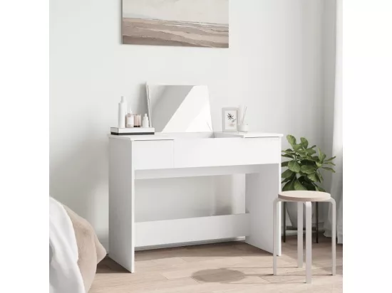 Coiffeuse avec miroir blanc 100x45x76 cm