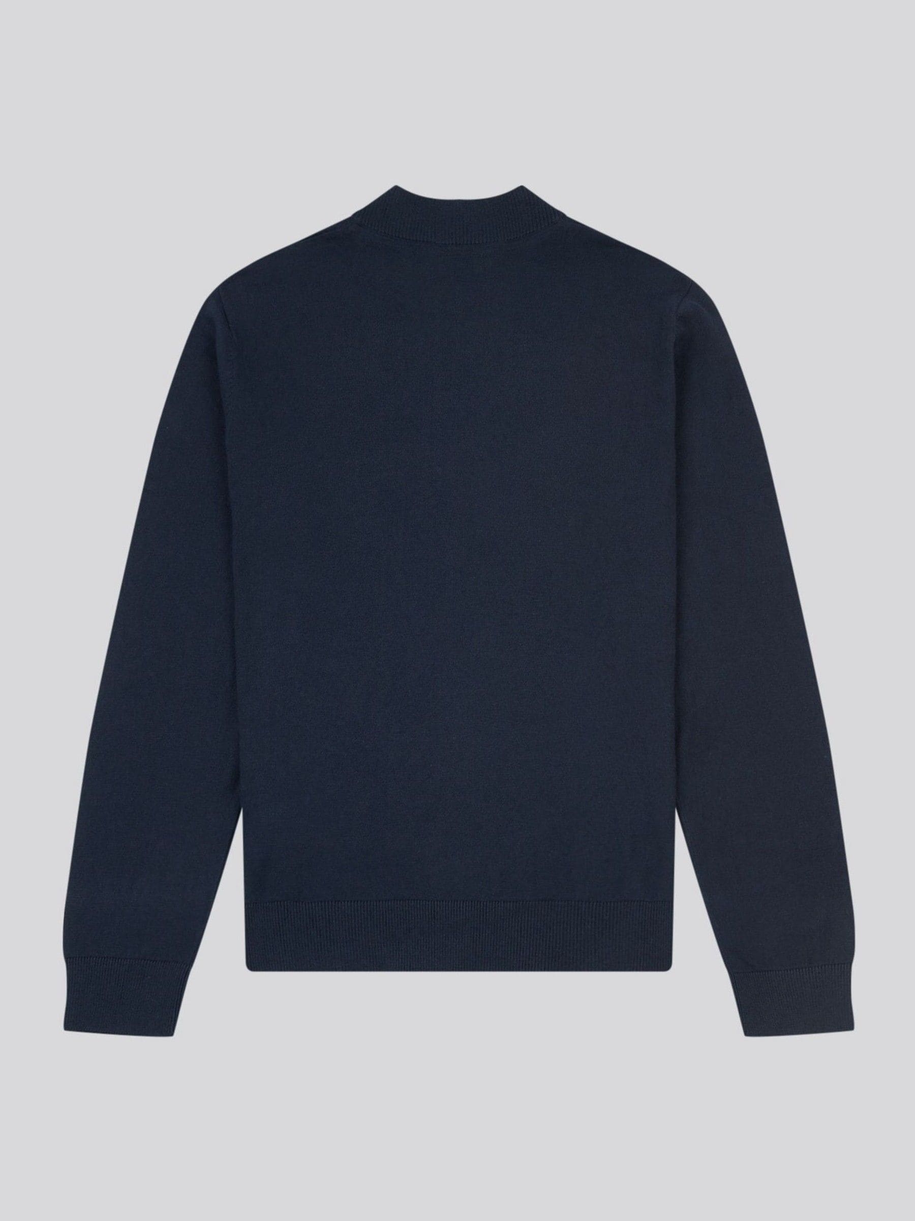 Marineblauw - U.S. Polo Assn. Katoenen Opstaande kraag 1/4 gebreid met rits