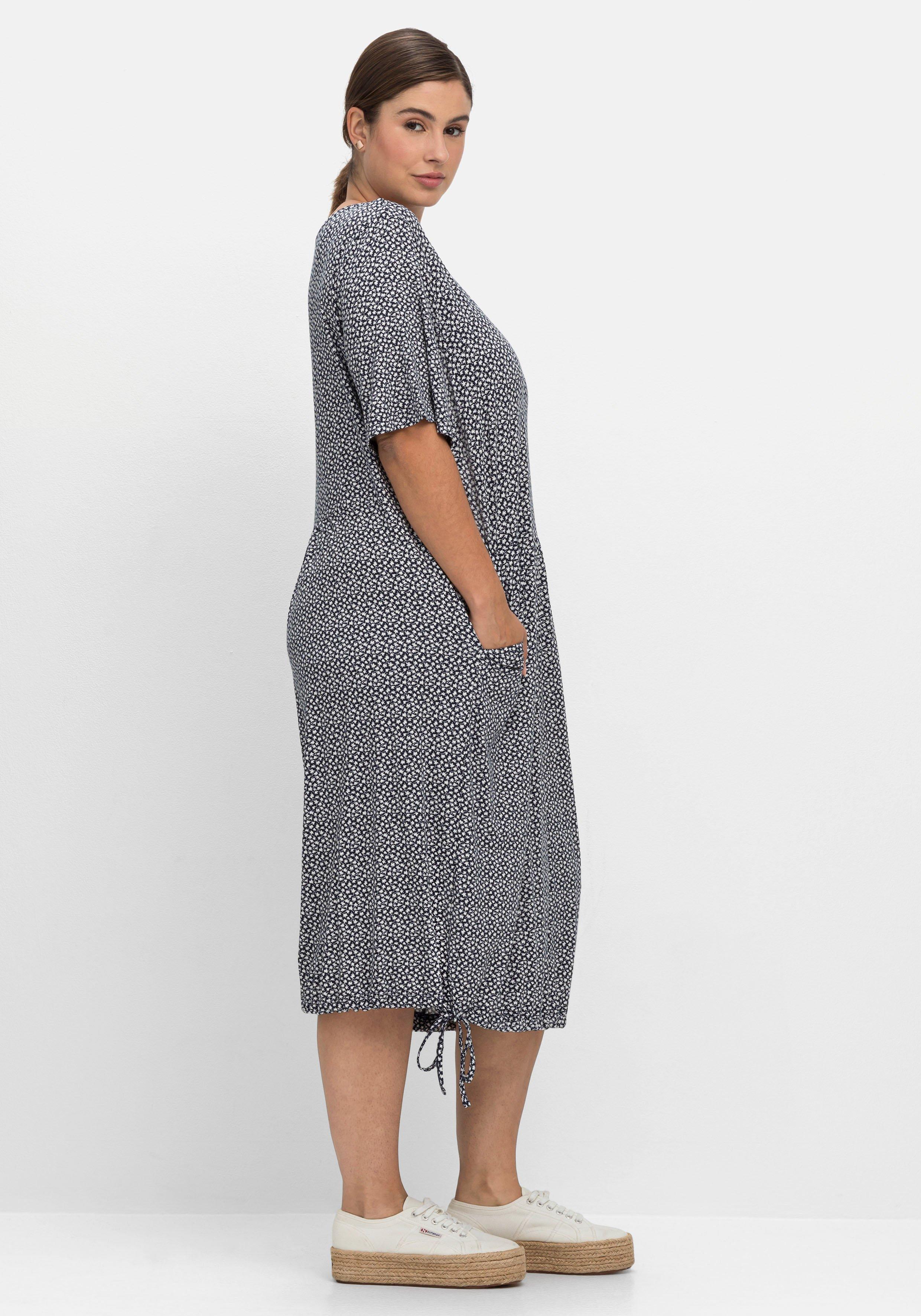 Jerseykleid mit Minimalprint und Saum-Tunnelzug