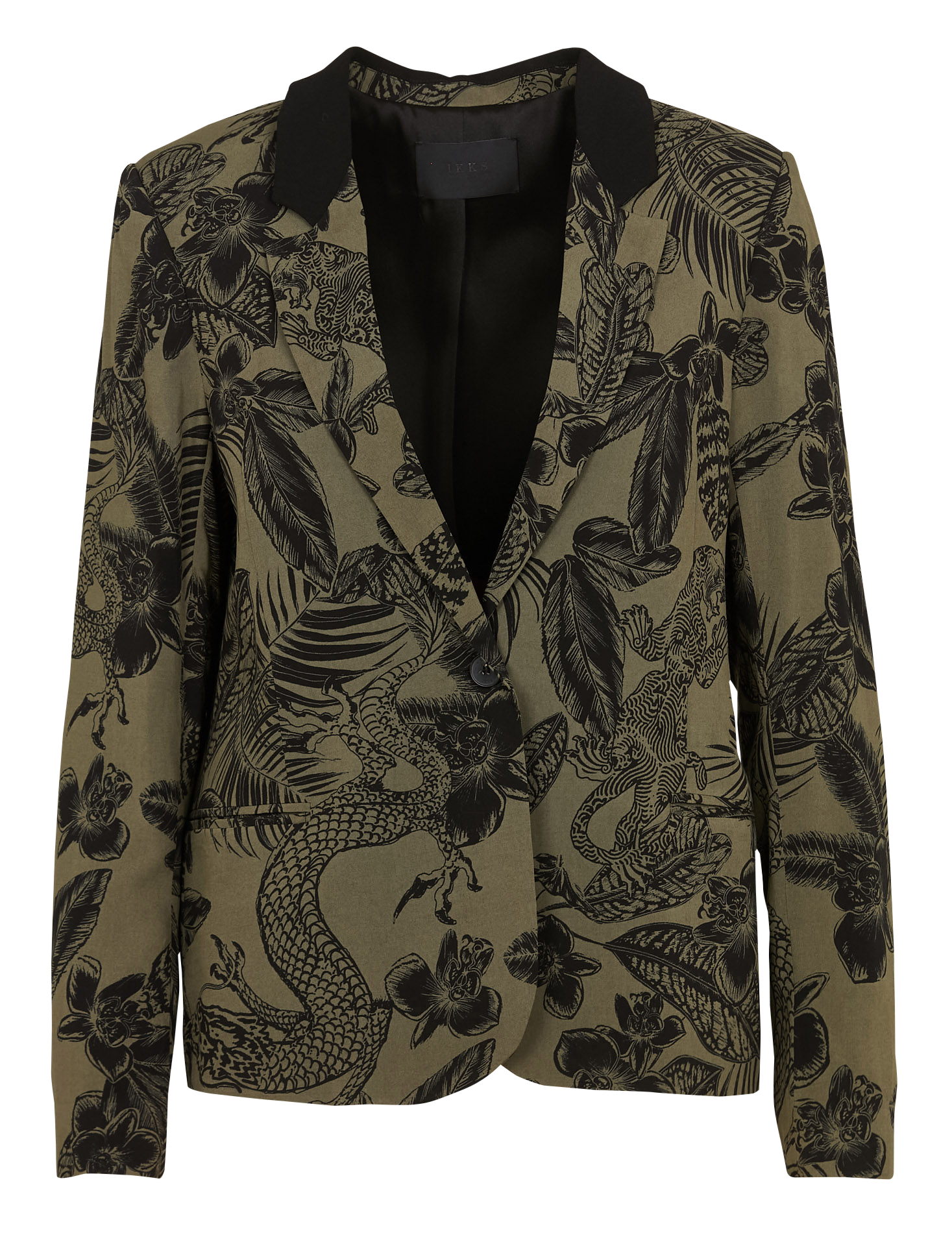 Veste de costume droite imprimée| Kaki