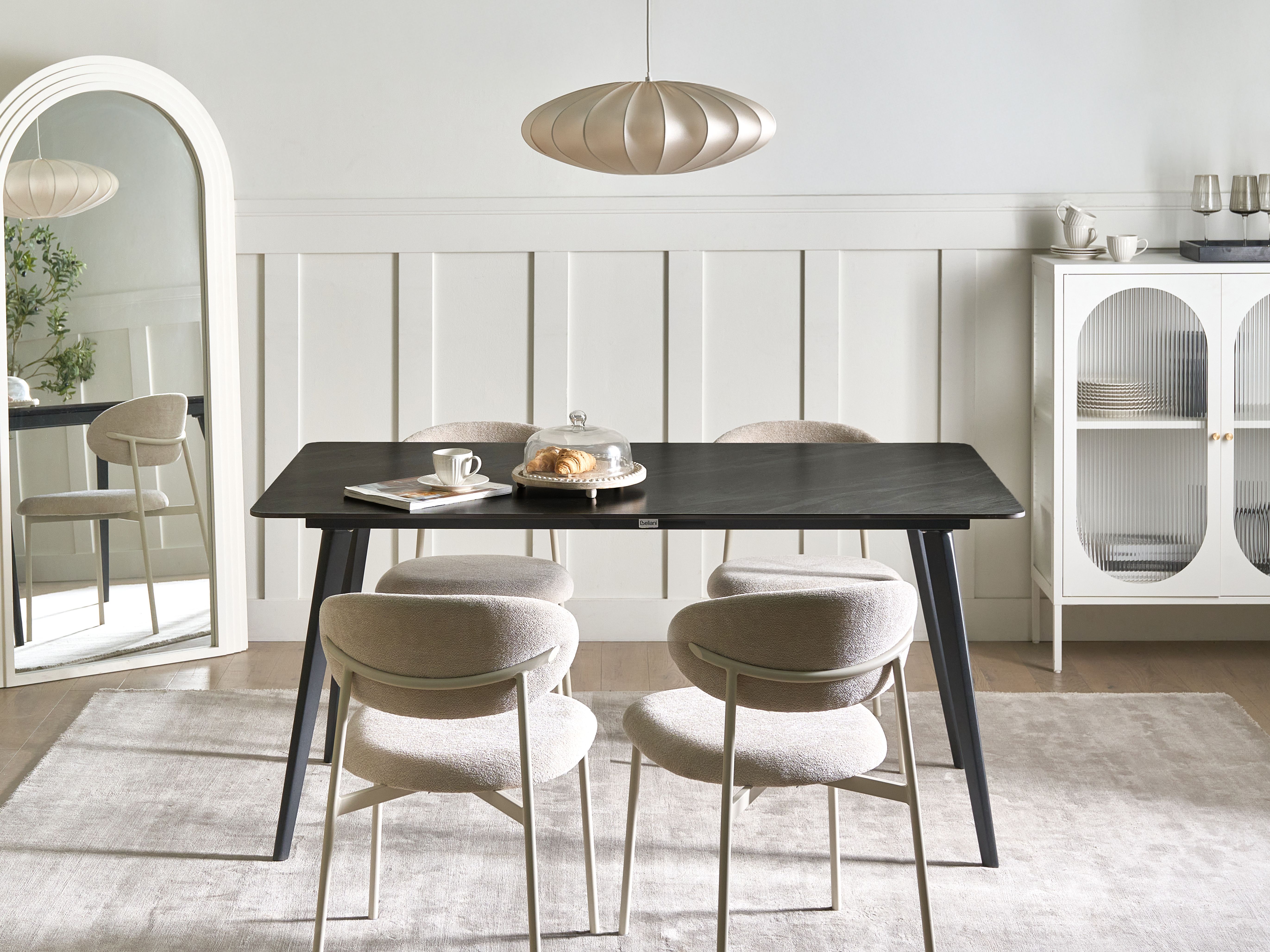 Tuin eettafel RODALLO 160 cm 90 cm Steen Zwart marmer