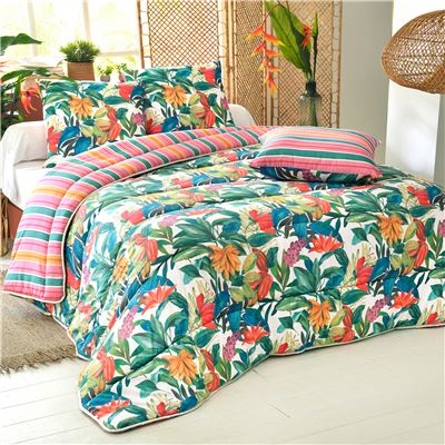 Couette DÉCO DOUBLE FACE fleurs exotiques – BECQUET CRÉATION - Légère ou chaude