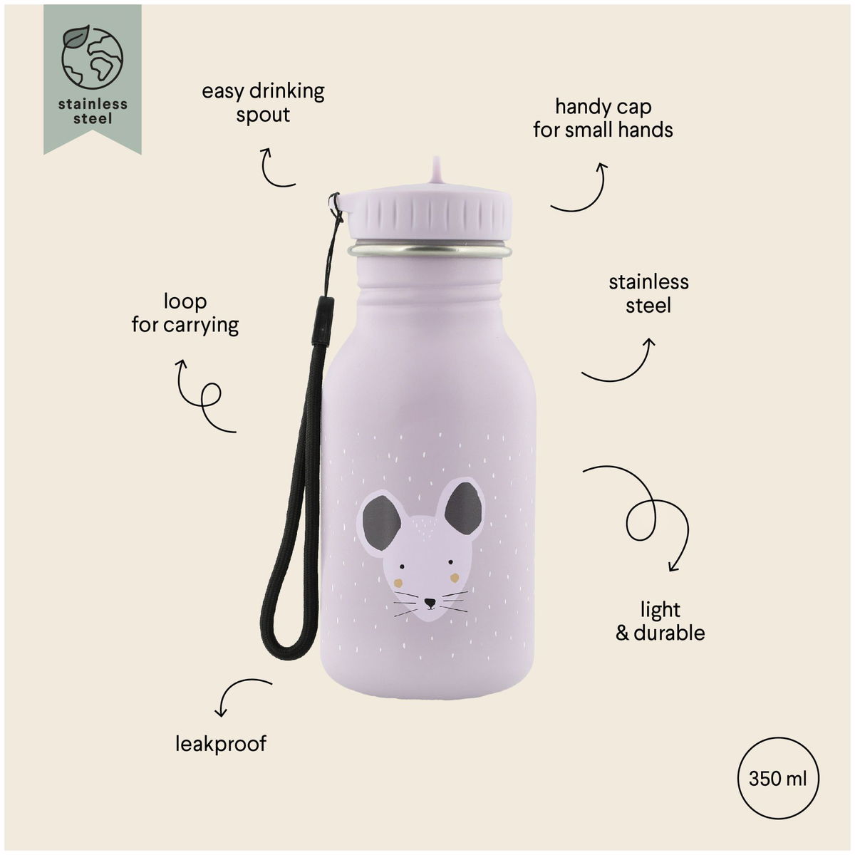 trixietrixie   Trinkflasche Mrs. Mouse 350ml