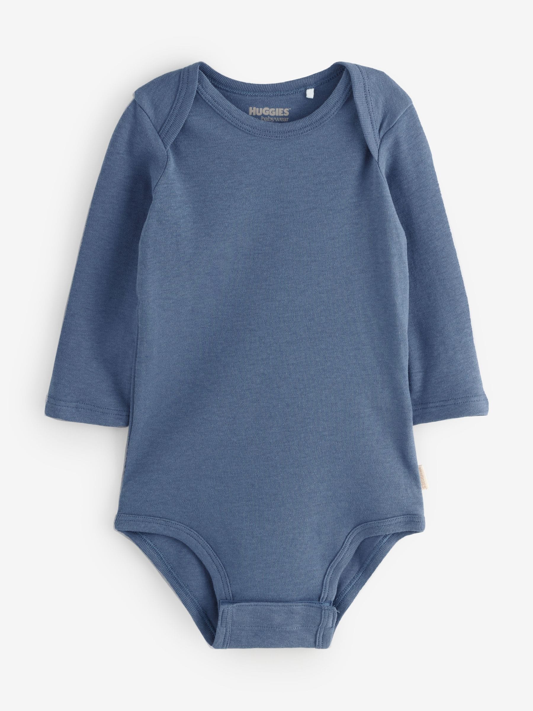 Blauw - Huggies Baby Long Sleeve Envolope Neck Bodysuits 3 Pack