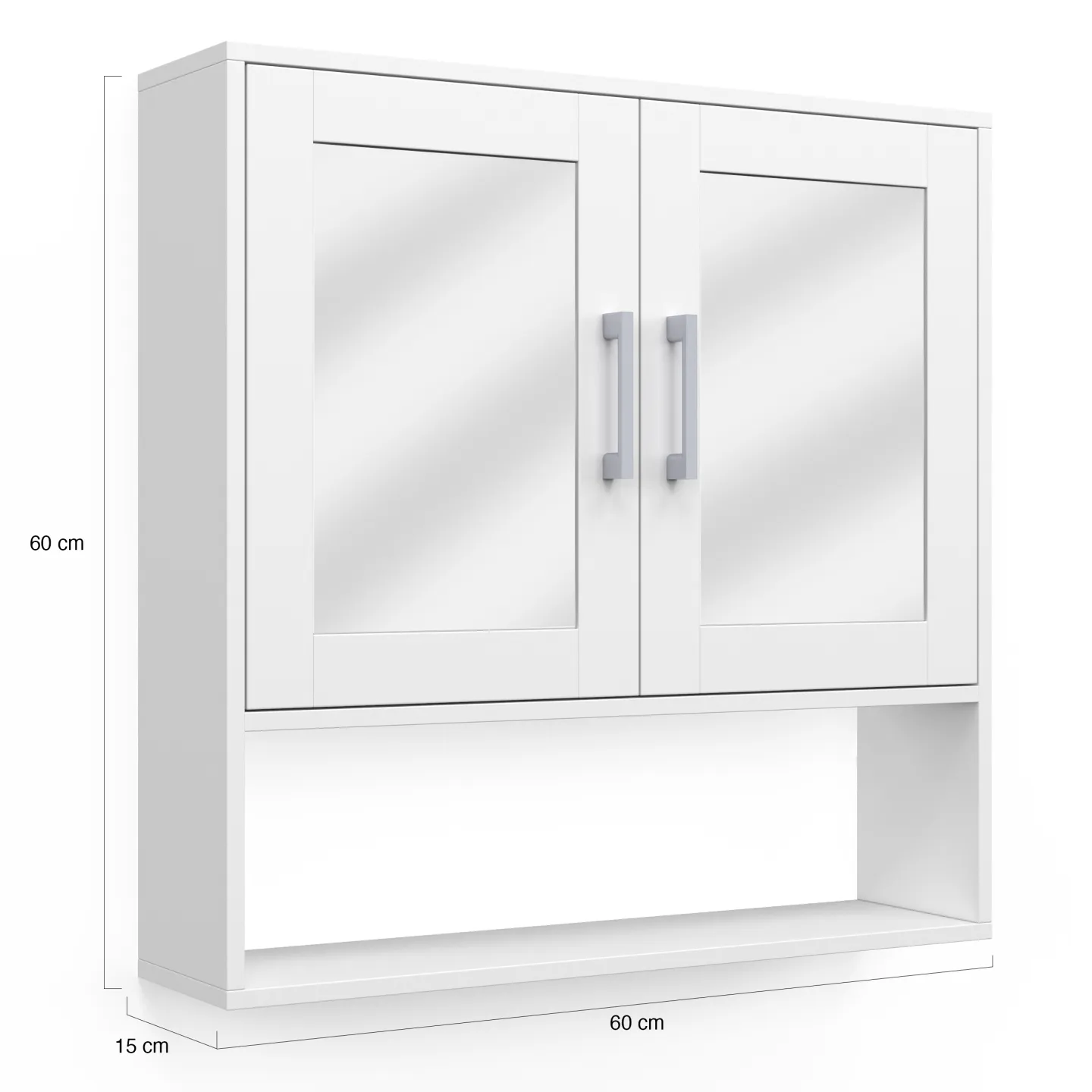 Meuble de rangement suspendu avec miroir pour salle de bain WALDO blanc
