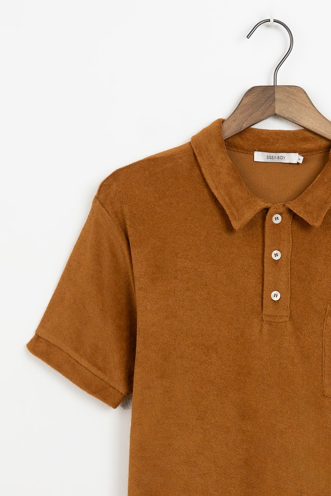 Goudbruine badstof polo