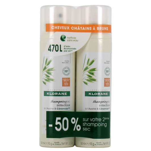 Klorane Shampoing Sec Avoine Céramide cheveux bruns