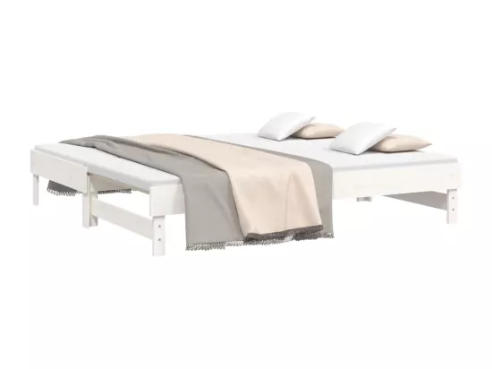 Lit coulissant Blanc 2x(75x190) cm Bois de pin massif