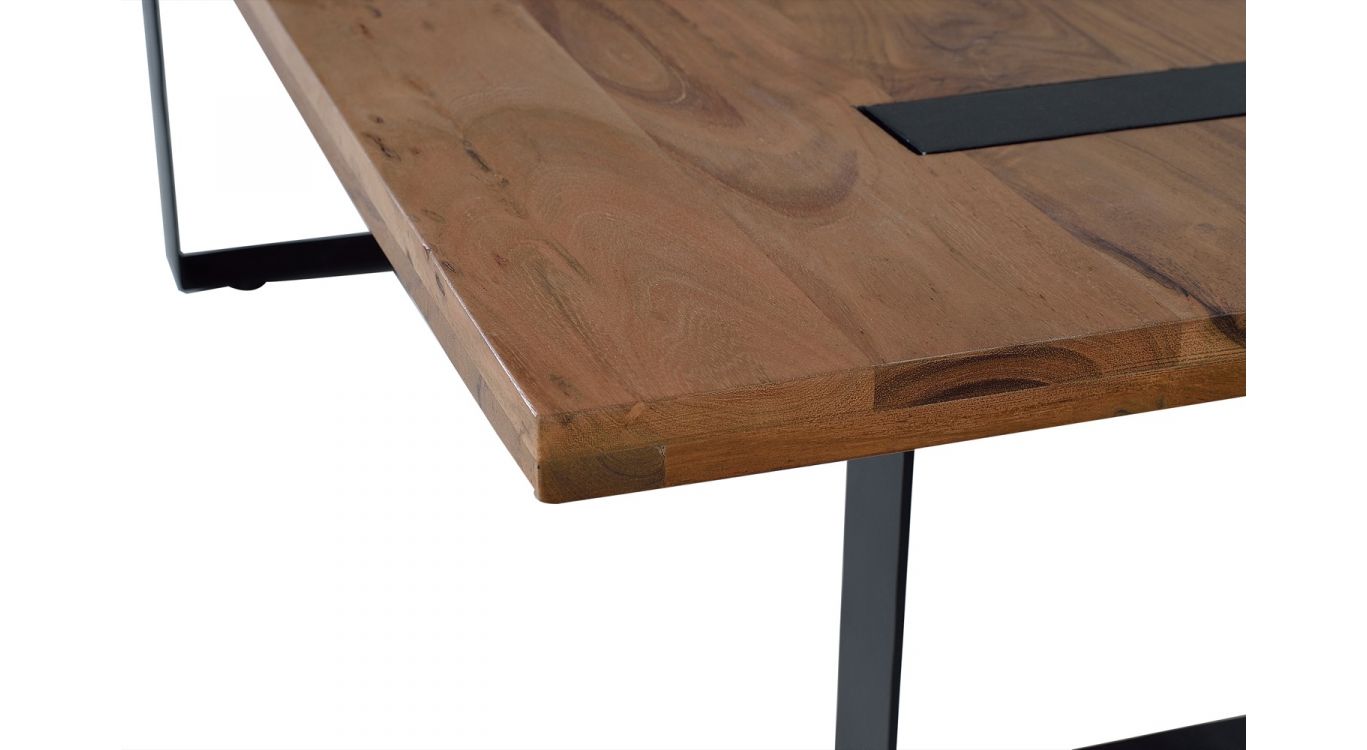Table basse bois, métal marron 115x60x36cm - bois-métal