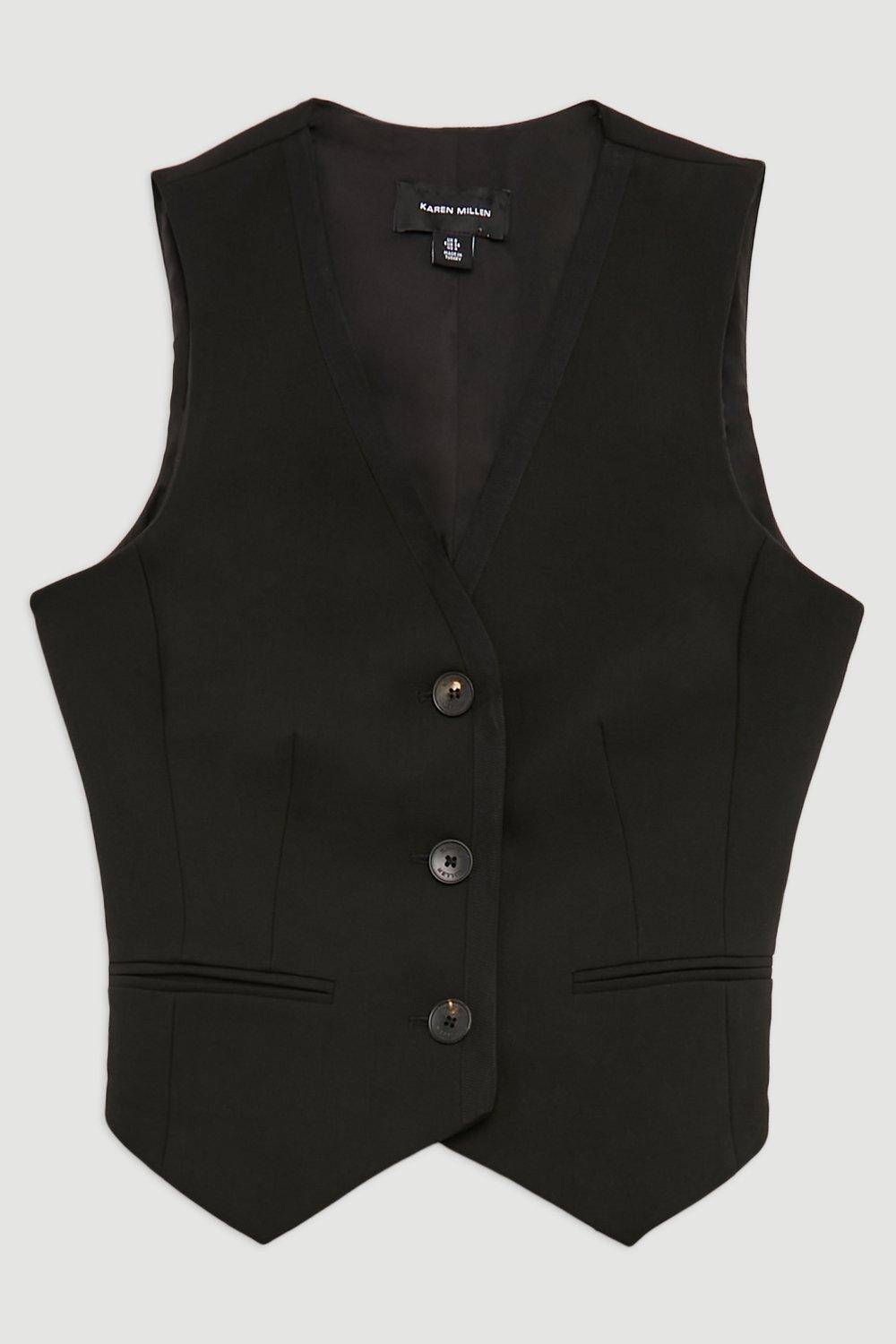KarenMillen Gilet ajusté pour grande taille avec finitions nets et bordure en gros-grain