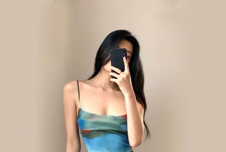 Peach+velvet - Spaghettibandjes Tie Dye Slit Maxi Schede Jurk
